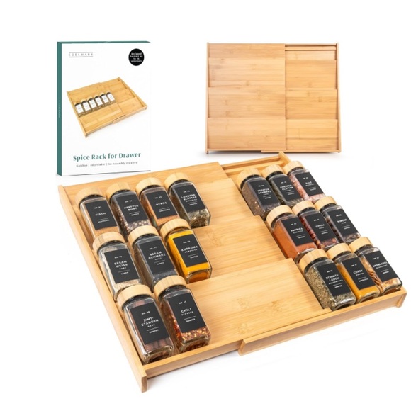 Edehaus Other - Bamboo Spice Drawer Organizer - Expandable 4 Tier Rack 12" to 24" WideShip Alone